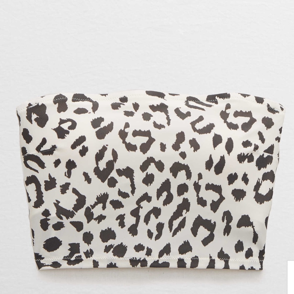 Aerie Leopard Longline Bandeau Bikini Top size m